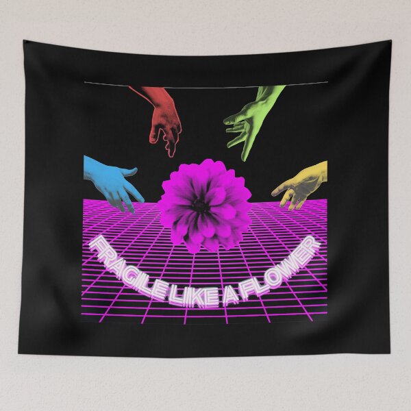 Item preview, pink flower with colorful hands on pink neon net  designed and sold by paggorek.