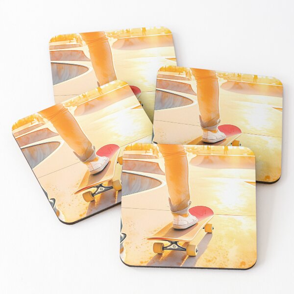 Item preview, Girl skater performs at a skatepark during sunset, with golden light casting long shadows designed and sold by homydesign.