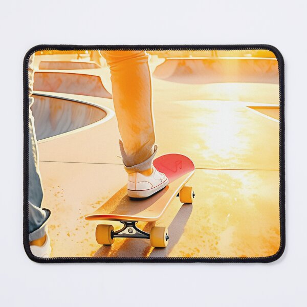 Item preview, Girl skater performs at a skatepark during sunset, with golden light casting long shadows designed and sold by homydesign.