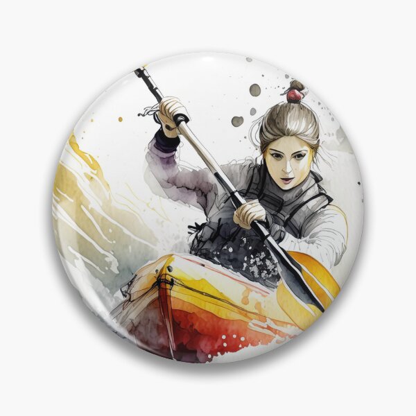 Item preview, A kayaker maneuvers through rough waters, paddle aloft, against a backdrop of dark mountains designed and sold by homydesign.
