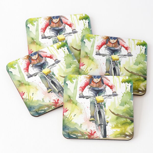 Item preview, A mountain biker surges through a lush, vivid forest, the scene a blur of motion and color designed and sold by homydesign.
