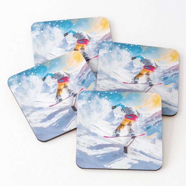 Item preview, A snowboarder mid-jump against snowy peaks, the sun’s glow highlights the action designed and sold by homydesign.
