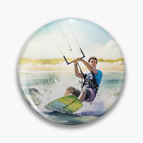 Item preview, A vibrant kite surfer glides on blue waves, under a sunny sky with a beach backdrop designed and sold by homydesign.