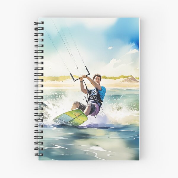 Item preview, A vibrant kite surfer glides on blue waves, under a sunny sky with a beach backdrop designed and sold by homydesign.