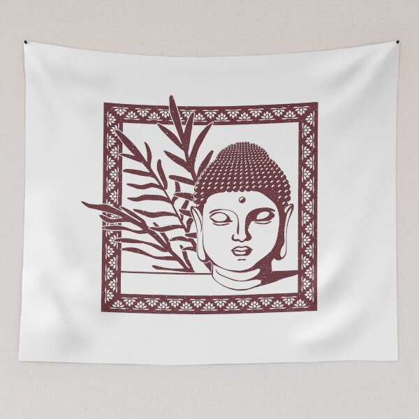 Item preview, Buddha Head Statue with Palm Fronds - Snow + Wine designed and sold by Irene Estelle.