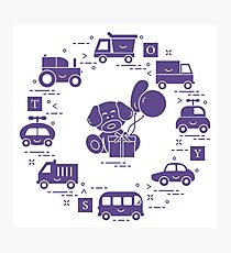 Baby cars, cubes, puppy, gift, balloons. Photographic Print