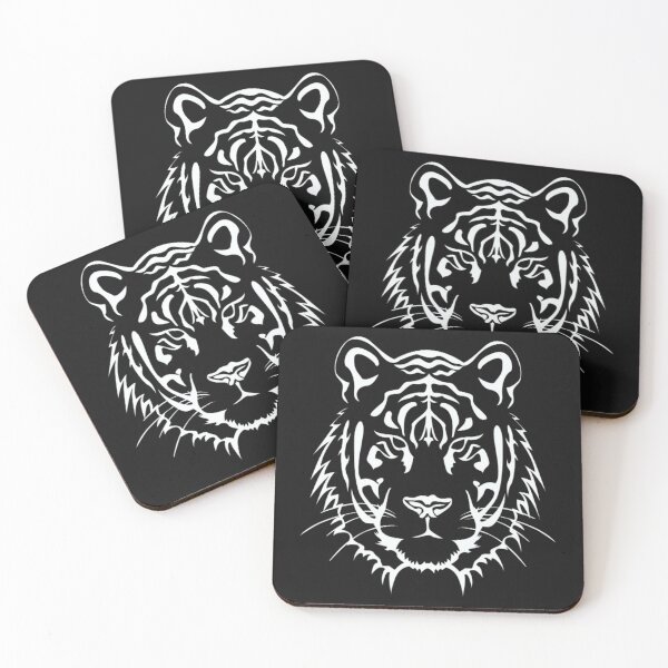 Item preview, White tiger head line illustration designed and sold by PixelPopsShop.