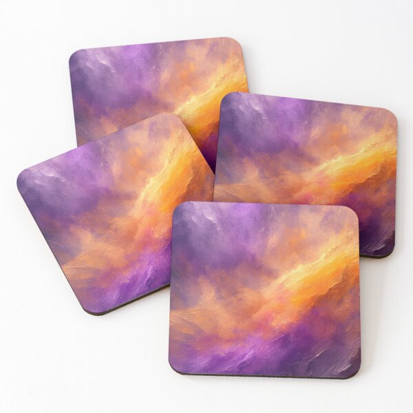 Item preview, Vibrant mix of purple, orange, and yellow hues create an abstract, cloud-like painting designed and sold by homydesign.