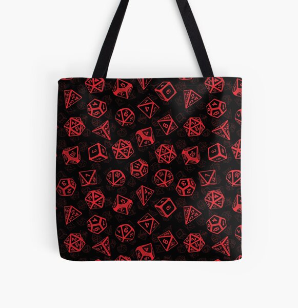 D20 Dice Set Pattern (Red) All Over Print Tote Bag