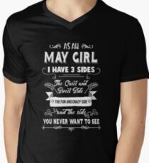 As an may girl I have 3 sides the quiet and sweet side the fun and crazy side Men's V-Neck T-Shirt