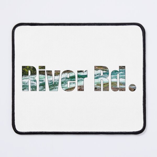Item preview, River Road Street Name with outline of raging river background designed and sold by TheMugDirectory.