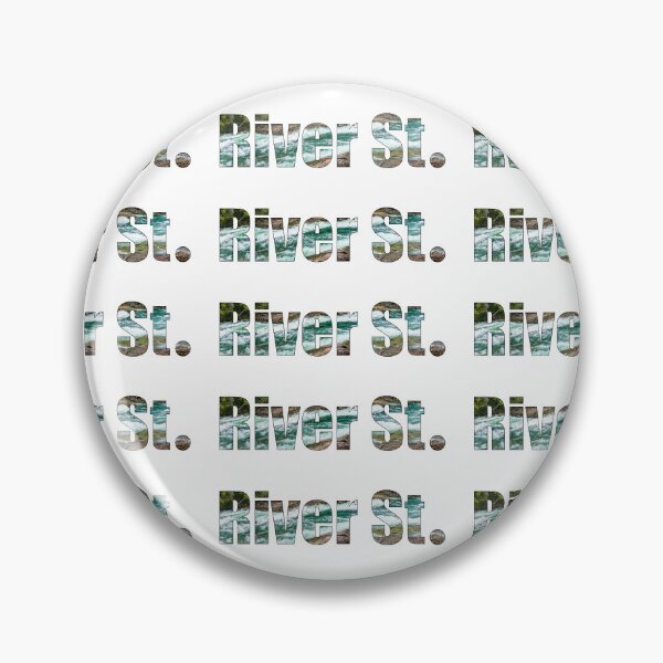 Item preview, River Street Street Name with outline of raging river background designed and sold by TheMugDirectory.