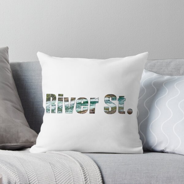 Item preview, River Street Street Name with outline of raging river background designed and sold by TheMugDirectory.