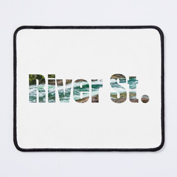 Item preview, River Street Street Name with raging river background designed and sold by TheMugDirectory.