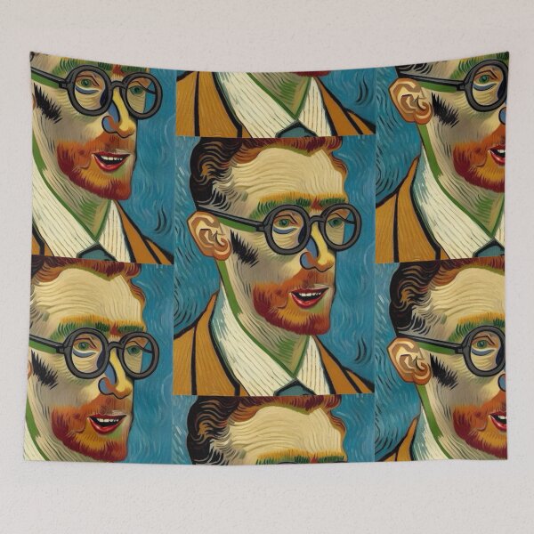 Item preview, Whimsical French Portrait: Vincent Dubois in Gogh Inspired Style….Illustration By Carraann designed and sold by CARRAANN.