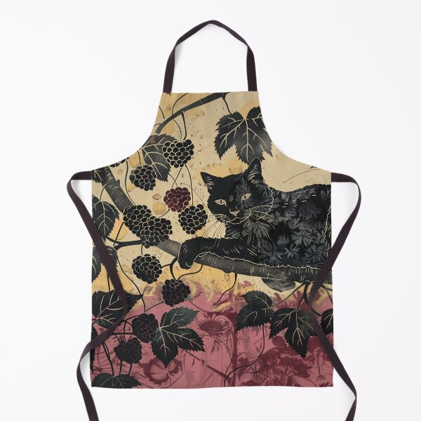 Item preview, Blackberry Bush Cat Block Print designed and sold by wyntera.