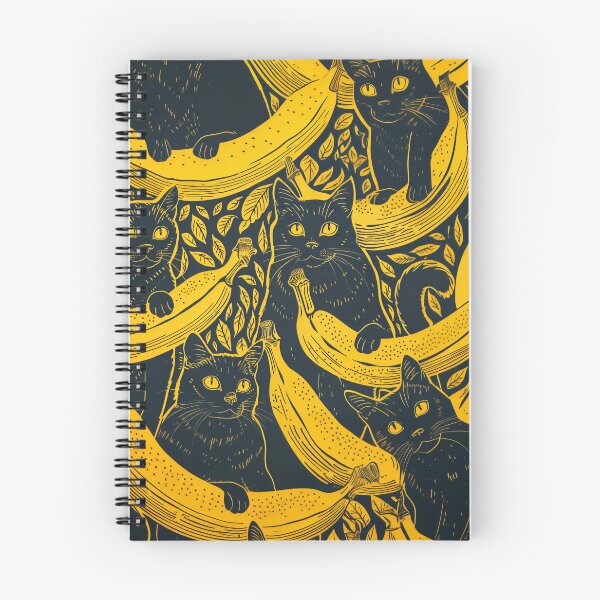 Item preview, Black Cat Banana Mania Block Print designed and sold by wyntera.