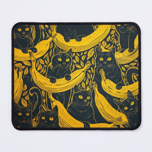Item preview, Black Cat Banana Mania Block Print designed and sold by wyntera.