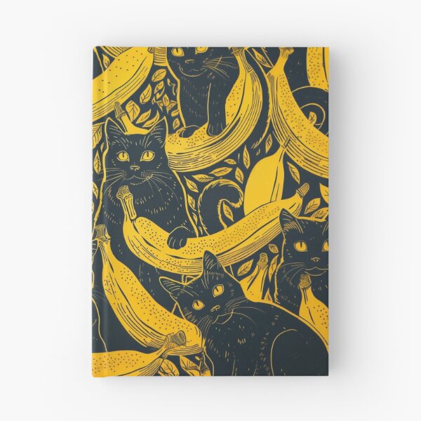 Item preview, Black Cat Banana Mania Block Print designed and sold by wyntera.