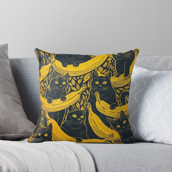 Item preview, Black Cat Banana Mania Block Print designed and sold by wyntera.