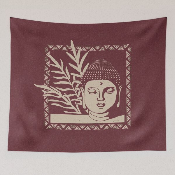 Item preview, Buddha Head Statue with Palm Fronds - Wine + Dove designed and sold by Irene Estelle.