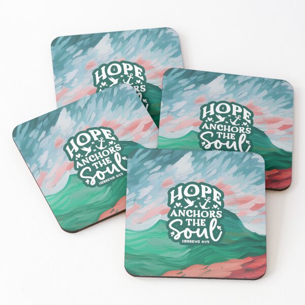 Item preview, Short Bible Verses - Hebrews 6:19  - Abstract Blue & Red Mountain Painting designed and sold by SpartanDStore.