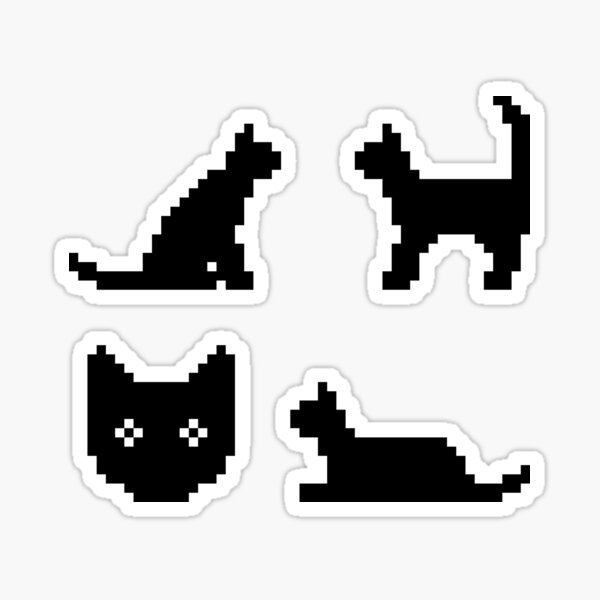 Pixel Kitties (Black) Sticker