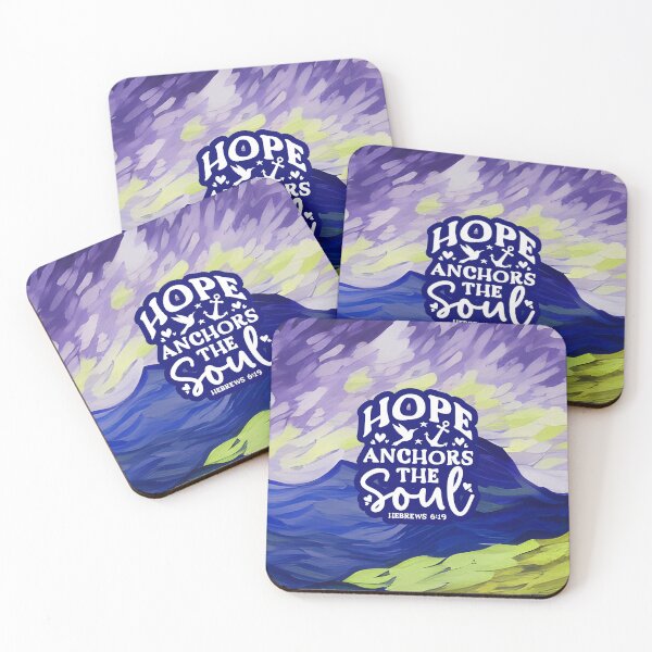 Item preview, Short Bible Verses - Hebrews 6:19  - Abstract Violet Blue Mountain Painting designed and sold by SpartanDStore.