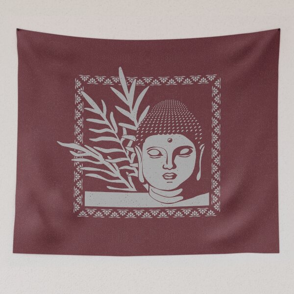 Item preview, Buddha Head Statue with Palm Fronds - Wine + Fog designed and sold by Irene Estelle.