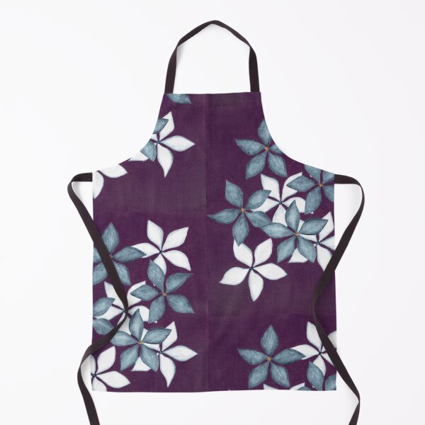 Item preview, Blue flower on plum watercolor and gouache designed and sold by LunaMothDesigns.