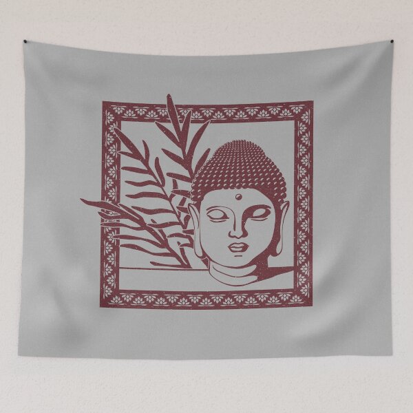 Item preview, Buddha Head Statue with Palm Fronds - Fog + Wine designed and sold by Irene Estelle.