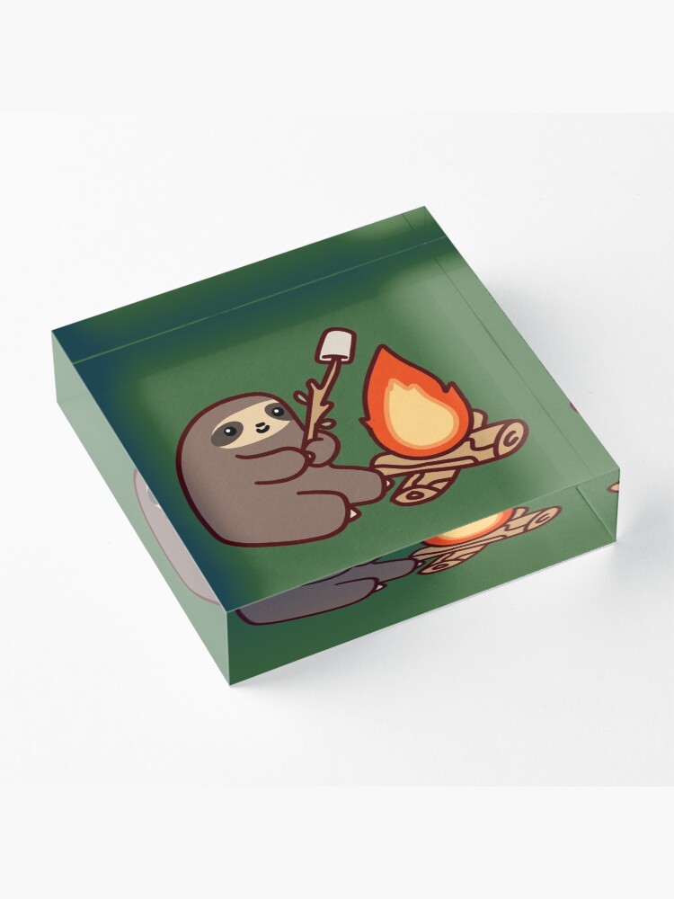 Alternate view of Campfire Sloth Acrylic Block