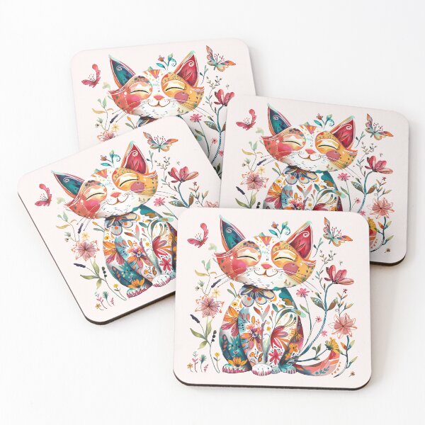 Item preview, Colorful smiling cat in forest flowers designed and sold by mando24895.