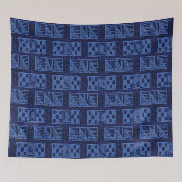 Item preview, Tribal squares in blue designed and sold by Goddessart.