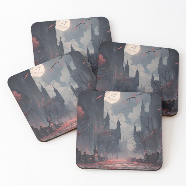 Item preview, Full Moon Red Tree Medieval: Night Scene designed and sold by Purrfectanime.