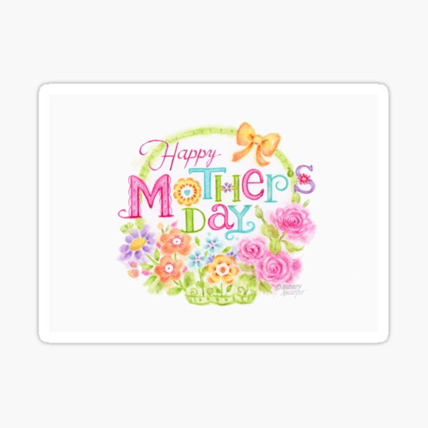 Happy Mother's Day Flower Basket Sticker