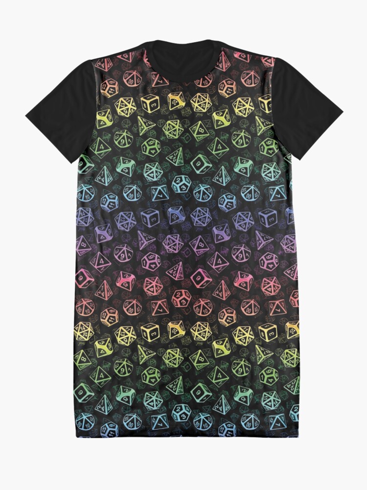 Alternate view of D20 Dice Set Pattern (Rainbow) Graphic T-Shirt Dress