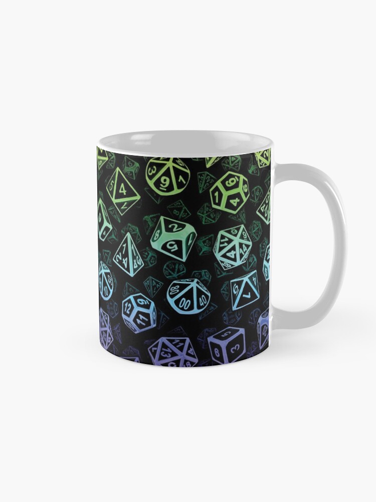 Alternate view of D20 Dice Set Pattern (Rainbow) Coffee Mug