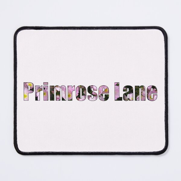 Item preview, Primrose Lane Street Name gift with outlined pink primrose background designed and sold by TheMugDirectory.