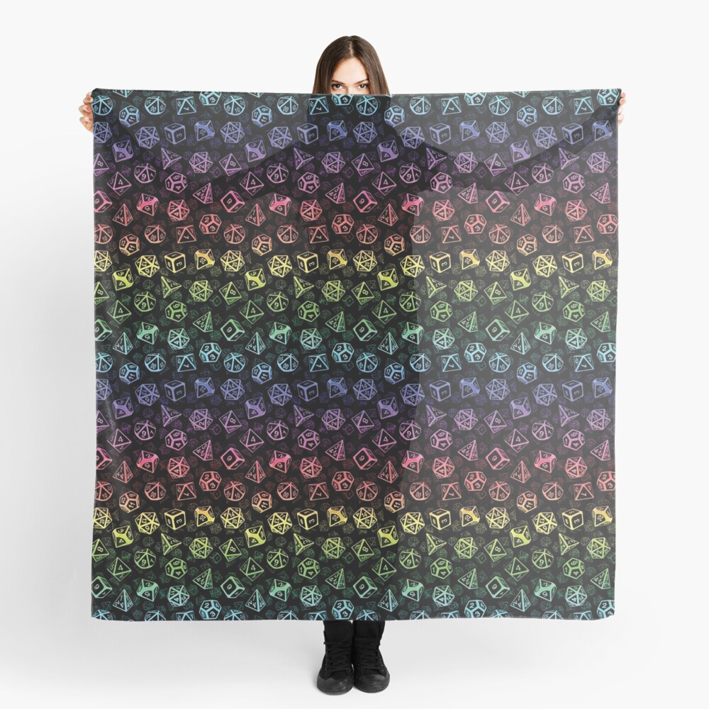 D20 Dice Set Pattern (Rainbow) Scarf