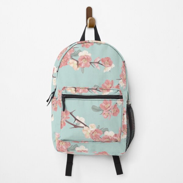 Item preview, Japanese quince blossoms set in a pastel vintage-themed blue ambiance designed and sold by momoxsama.
