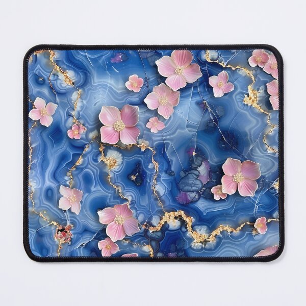 Item preview, Marble cut sapphire flowers print designed and sold by dcrc.