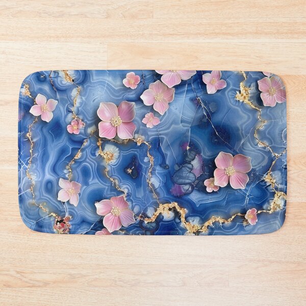 Item preview, Marble cut sapphire flowers print designed and sold by dcrc.