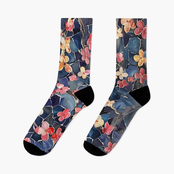 Item preview, Marble cut sapphire flowers print designed and sold by dcrc.