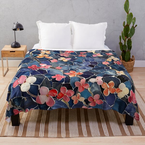 Item preview, Marble cut sapphire flowers print designed and sold by dcrc.