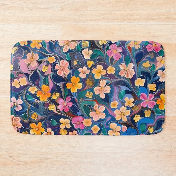 Item preview, marble cut sapphire flowers print designed and sold by dcrc.