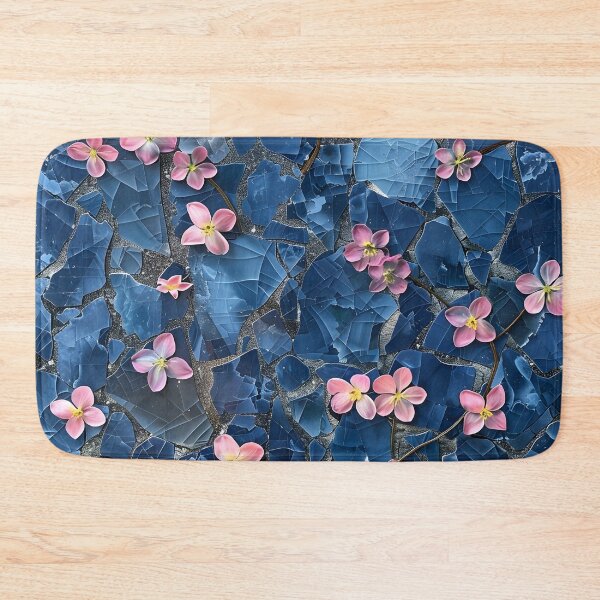 Item preview, marble cut sapphire flowers print designed and sold by dcrc.