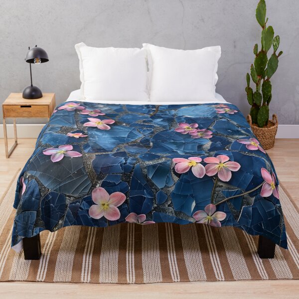 Item preview, marble cut sapphire flowers print designed and sold by dcrc.