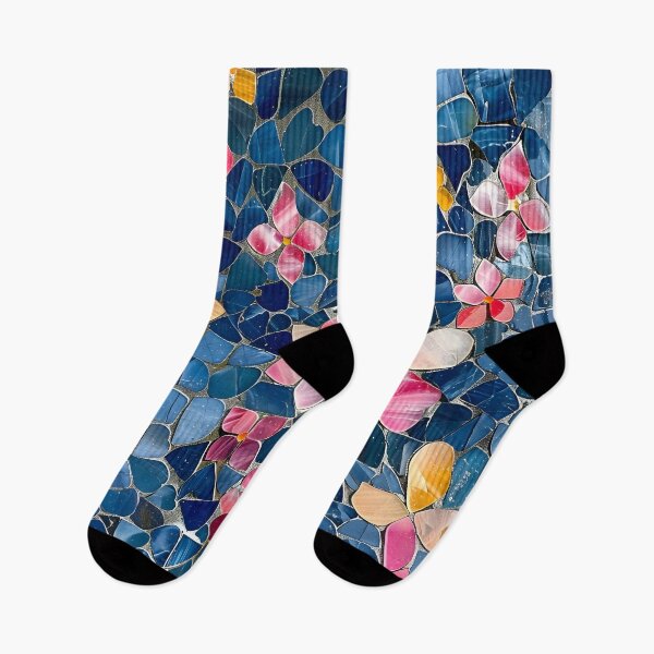 Item preview, marble cut sapphire flowers print designed and sold by dcrc.