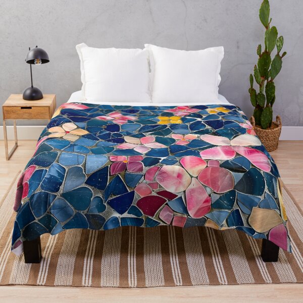 Item preview, marble cut sapphire flowers print designed and sold by dcrc.